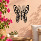 Butterfly wall vinyl decal in black, decorative swirl outline butterfly
