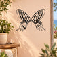 Black and white butterfly vinyl wall decal with striped wings and antenna details