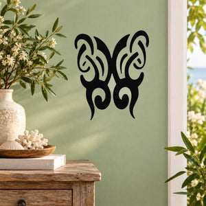 Butterfly vinyl wall decal with ornate black wing design