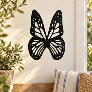 Butterfly vinyl decal, black with white spots and detailed wing patterns