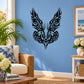 Black butterfly wall decal with ornate tribal wing design, vinyl sticker
