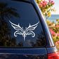 Ornate white butterfly vinyl decal with symmetrical wings and scrollwork