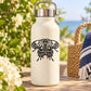 White water bottle with black butterfly decal