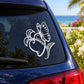 Butterfly and fish vinyl car window decal in white outline