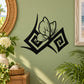 Black butterfly wall vinyl decal with geometric diamond accents