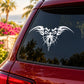 Butterfly vinyl car decal with ornate black wing design on window