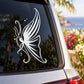White butterfly vinyl decal on car window
