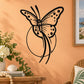 Black butterfly vinyl wall decal with dotted wings and curled antenna