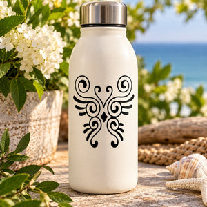 Black butterfly vinyl wall decal with symmetrical swirl wings, CF298