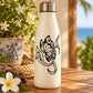 Butterfly vinyl decal with black butterfly line-art on white bottle