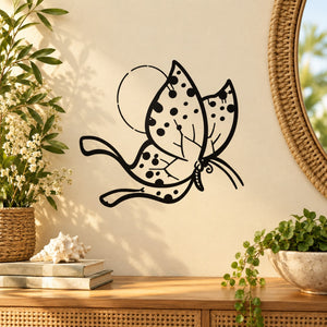 Butterfly vinyl wall decal sticker with black outline and dotted wing pattern