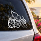 White butterfly floral vinyl decal on car window panel