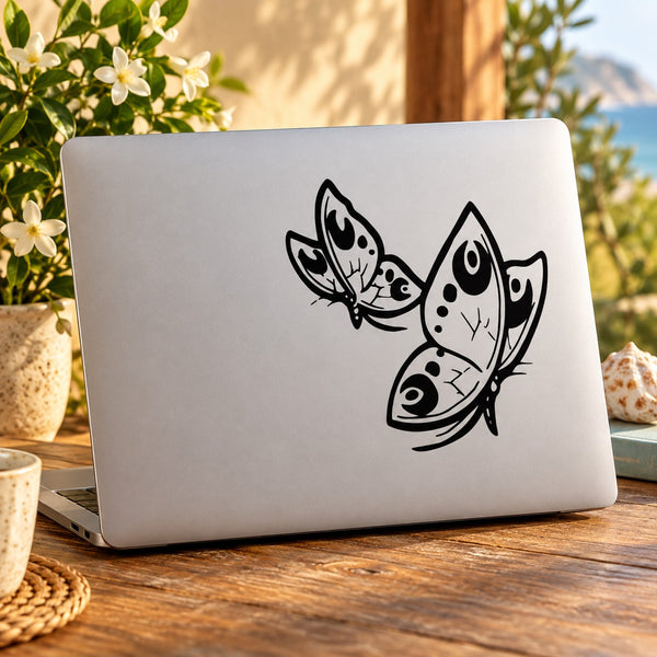 Butterfly vinyl wall decal sticker with black outline butterfly design