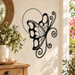 Black butterfly vinyl wall decal with curled tail details