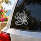 White butterfly vinyl decal on car window