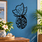 Butterfly face vinyl wall decal with black outline and wings
