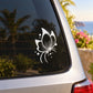 White butterfly vinyl decal with swirl and floral details on car window