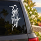 Vinyl butterfly decal with white outline graphic on car window