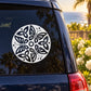 Butterfly vinyl car decal: round white circle with black butterfly silhouettes