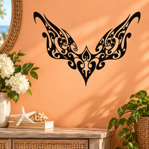 Black ornate butterfly vinyl wall decal with decorative wing filigree