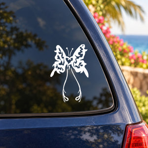 White butterfly wall decal vinyl with floral wings and teardrop bodies for car
