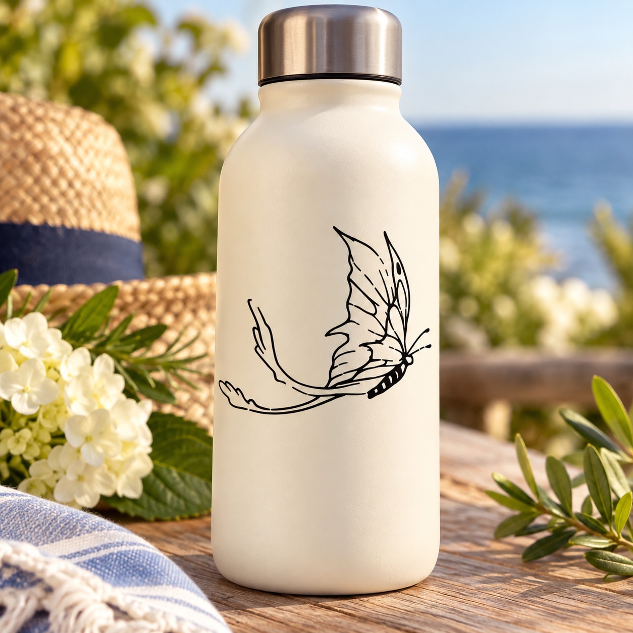 Butterfly vinyl decal with black outline winged design