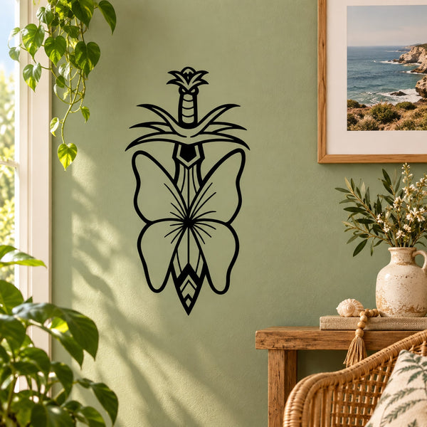 Black outline butterfly vinyl wall decal with bow-like center detail