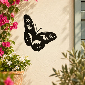 Black butterfly wall decal in vinyl-style silhouette