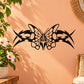 Black butterfly vinyl wall decal with decorative tribal wing design