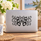 Black butterfly vinyl wall decal with ornate swirl design