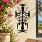 Black butterfly vinyl wall decal with stylized wings and flower-like center