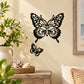 Black butterfly wall vinyl decal set with two butterflies and detailed wings.