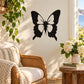 Butterfly wall decal with black silhouette and white wing accents