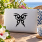 Black tribal butterfly decal with symmetrical horn-like wings