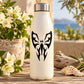 White insulated water bottle with black tribal butterfly lightning decal