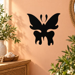 Tribal butterfly silhouette decal, black winged design for wall decoration