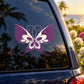Purple butterfly vinyl decal with ornate symmetrical wings for car or wall