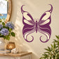 Purple butterfly wall decal with ornamental swirl and dot details, vinyl sticker