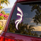 Butterfly vinyl decal for car window, purple and white butterfly with line accents