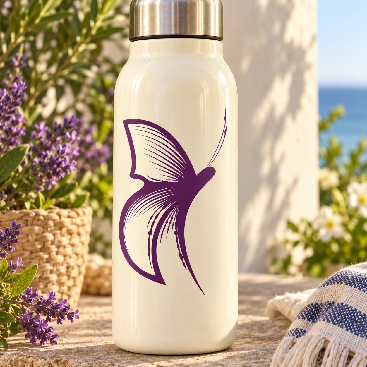 Purple butterfly vinyl decal sticker with wing outlines