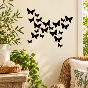 Butterfly wall decal featuring a cluster of black butterflies