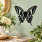 Black butterfly vinyl wall decal with stylized wings, adhesive for smooth surfaces