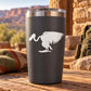 Matte black tumbler with white cartoon vulture decal