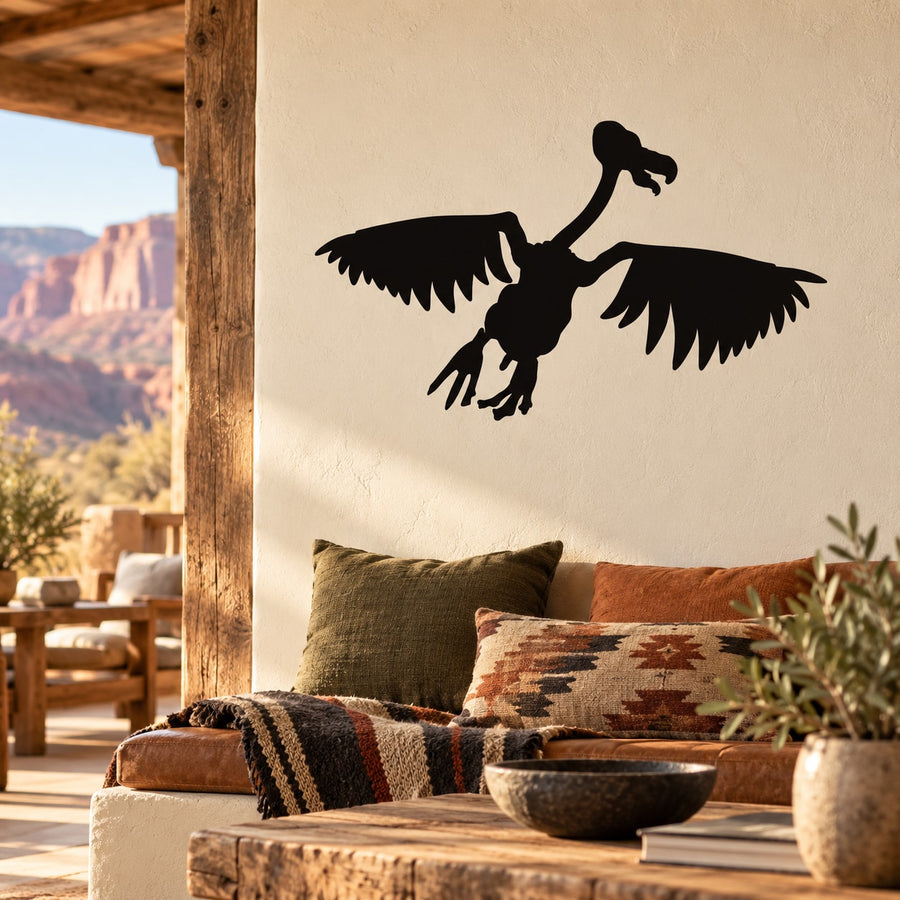 Black vulture wings decal sticker with spread-wing bird silhouette
