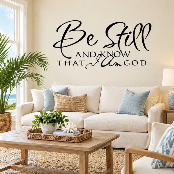 Inspirational wall decal reading 'Be still' and 'and know that I am God'
