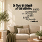 Inspirational wall decal with black script quote: 'Be thou an example'—1 Timothy 4:12