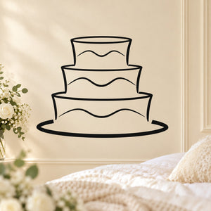 Stacked cake tier wall decal, black outline with wavy tier lines