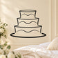 Stacked cake tier wall decal, black outline with wavy tier lines