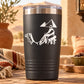 Black tumbler with desert scene camel decal