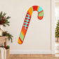Colorful candy cane sticker with striped candy pattern and rounded curl hook